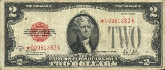 Банкнота 2 доллара 1928 г. US Note