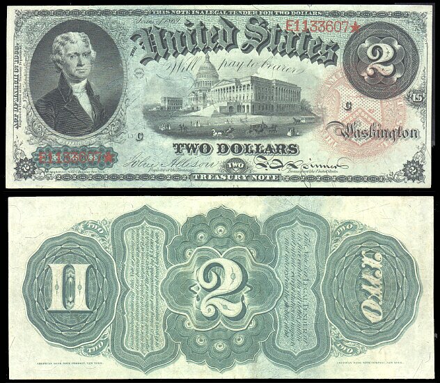 Банкнота 2 доллара Treasure Note