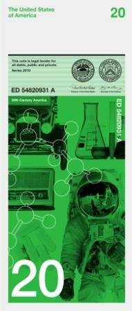 Символы 20 века на 20-долларовой купюре Символы 20 века - тема дизайна банкноты 20 долларов