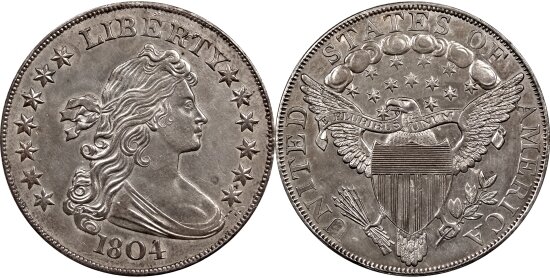 Серебряный доллар 1804 года Draped Bust