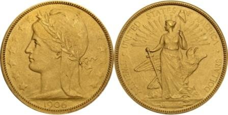 Фото монеты 20 долларов 1906 года
