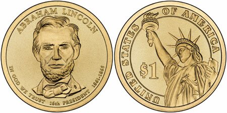 Президентская Монета $1 Авраама Линкольна Президентская Монета $1 Авраама Линкольна